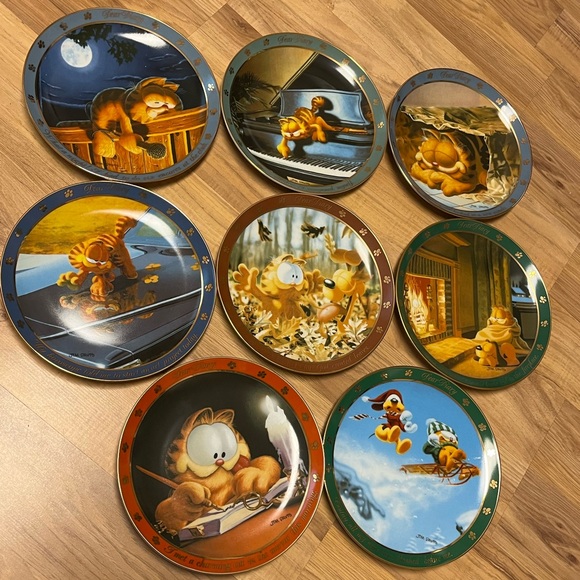 GARFIELD COLLECTOR PLATES "DEAR DIARY SERIES BY JIM DAVIS. SET OF 8 Cat Kitty - Picture 1 of 9